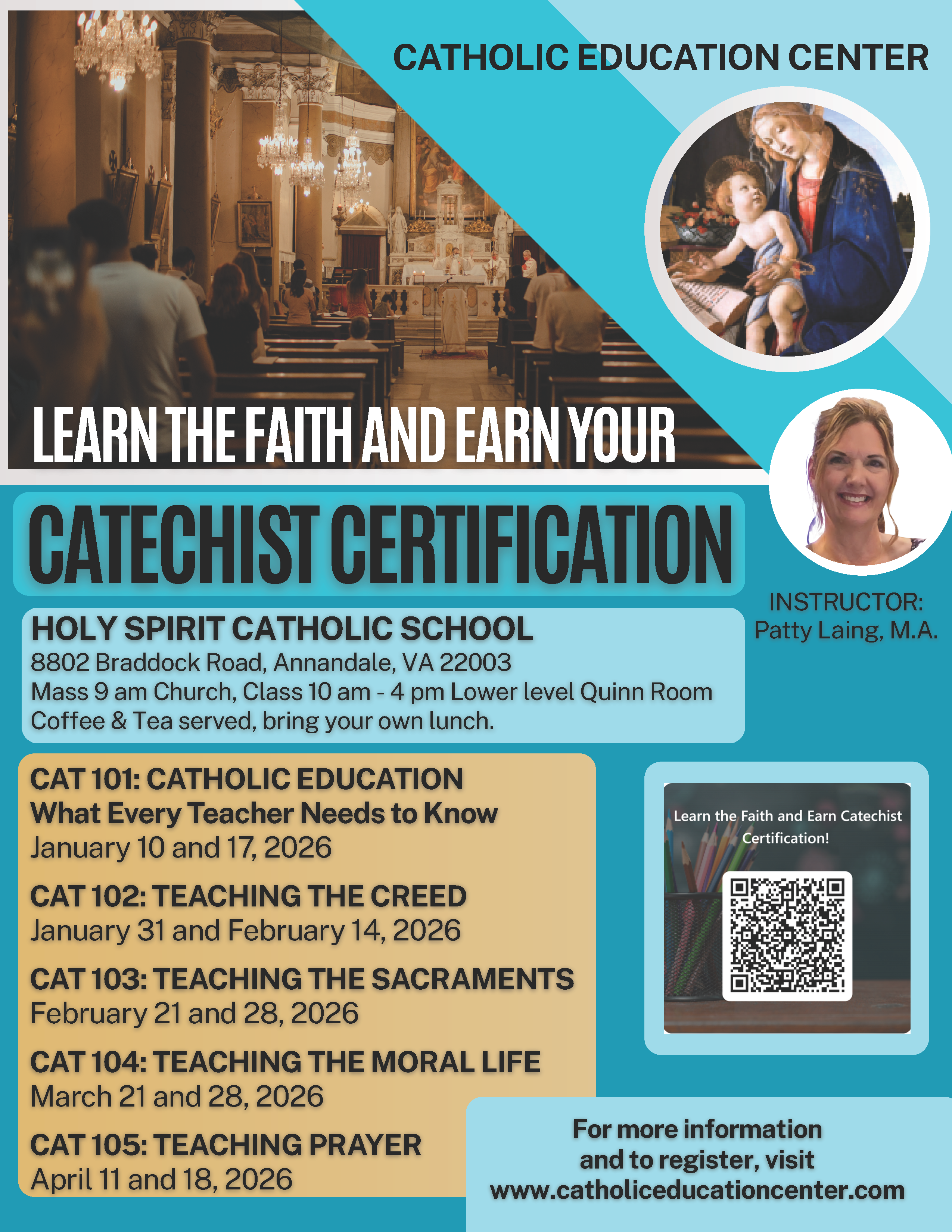Flyer for CAT101-105 at Holy Spirit beginning in January 2026.